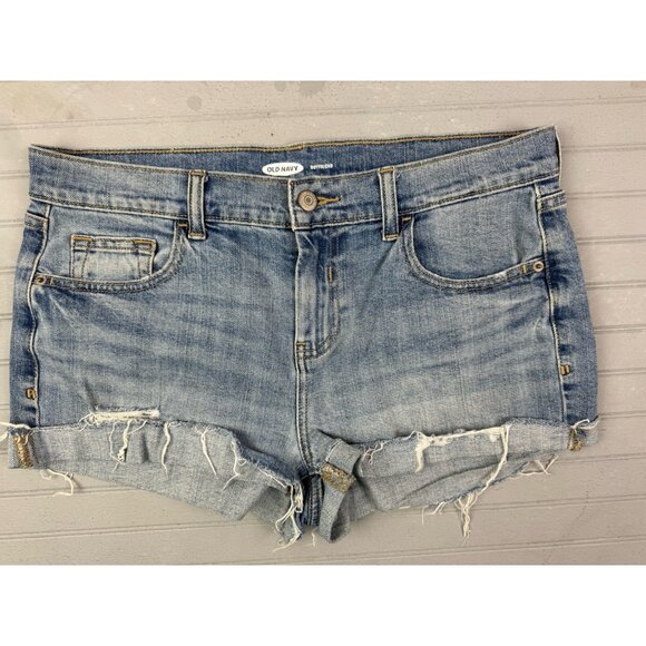 Old Navy Size 6 Womens Shorts Boyfriend Cut Off Distress Light Wash Stretch - Picture 1 of 4